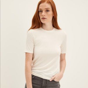 Frank & Oak Soft Ribbed T-Shirt in White